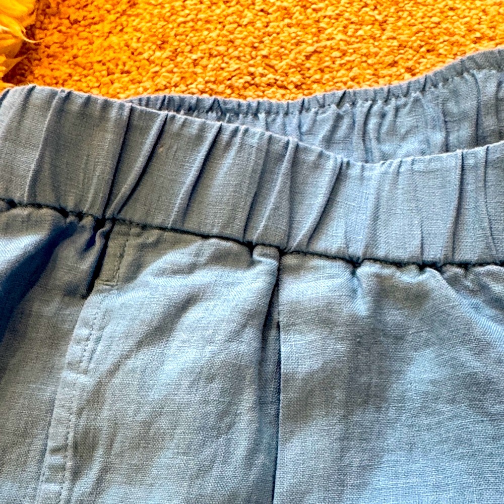 Eileen Fisher Sky Blue 100% Organic Linen Lantern Pant w/ Pockets - Picture 13 of 13